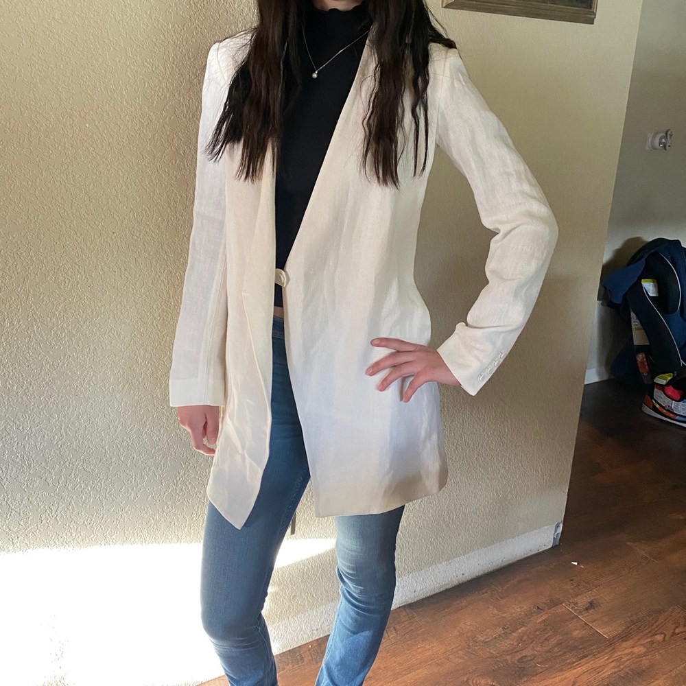 Linen-blend blazer